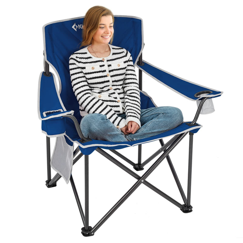 Load image into Gallery viewer, KingCamp Extra-Large Folding Camping Chair with Durable Non-Slip Foot Cover
