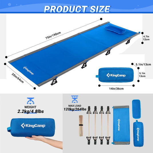 KingCamp Oversized Folding Camping Cots Ultralight Sleeping Cots