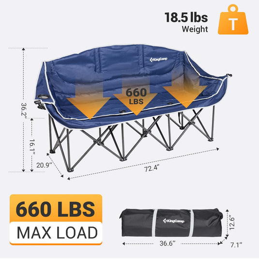 KingCamp CANNA C30 Trio Outdoor Loveseat Chair Blue