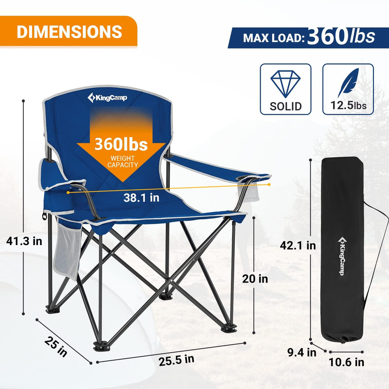 Load image into Gallery viewer, KingCamp Extra-Large Folding Camping Chair with Durable Non-Slip Foot Cover
