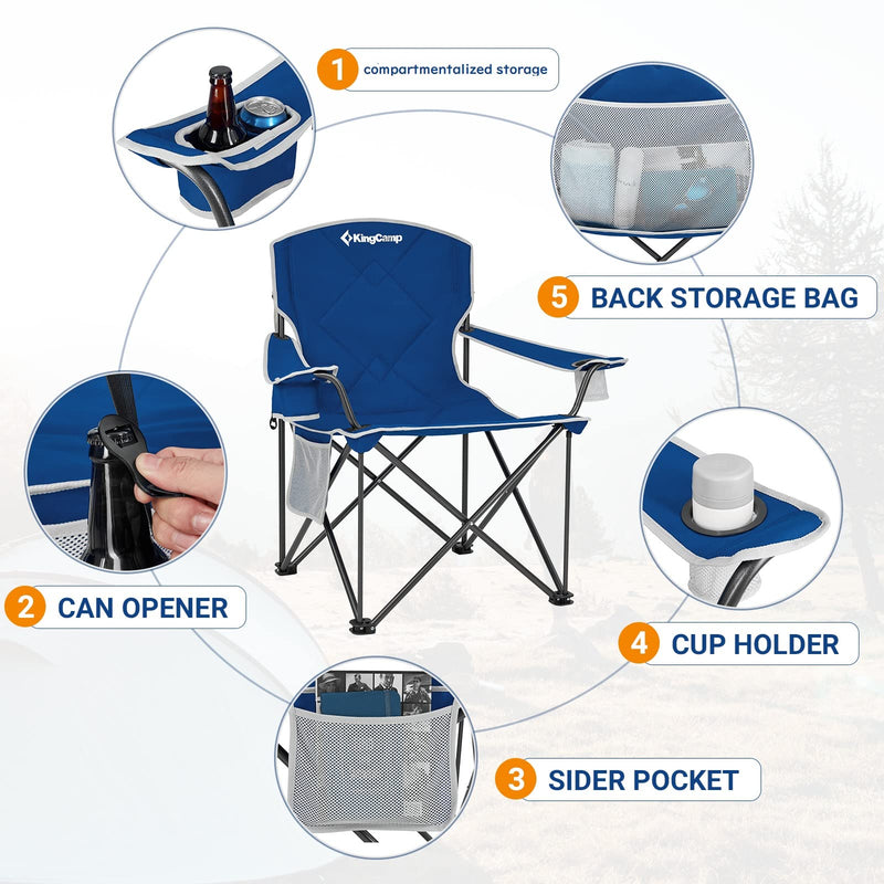 Load image into Gallery viewer, KingCamp Extra-Large Folding Camping Chair with Durable Non-Slip Foot Cover
