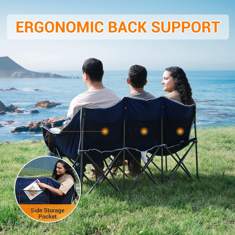 Load image into Gallery viewer, KingCamp CANNA C30 Trio Outdoor Loveseat Chair Blue
