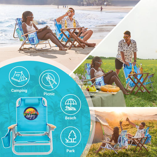 WEJOY Portable Beach Chair with 4-Reclinigs Backrest