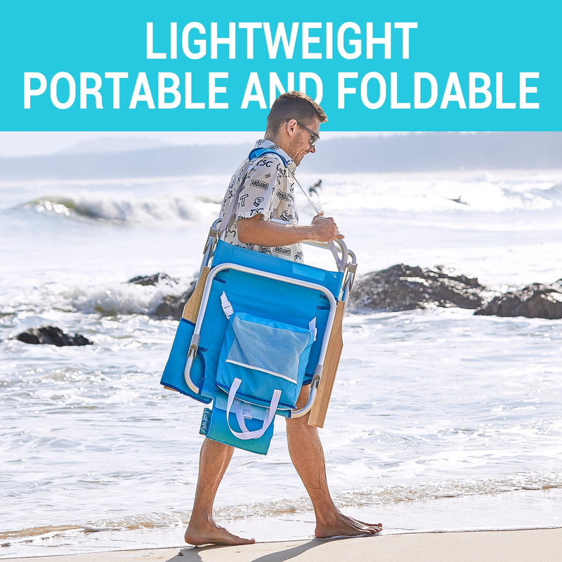 Load image into Gallery viewer, WEJOY Foldable Beach Chair with 4-Reclinigs Backrest
