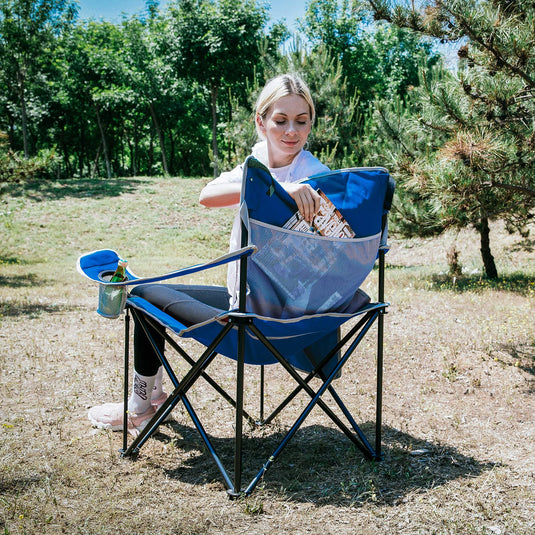KingCamp Extra-Large Folding Camping Chair with Durable Non-Slip Foot Cover