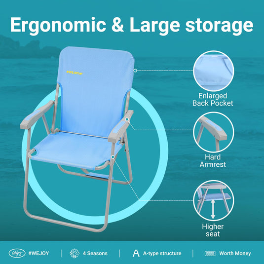 WEJOY Tall Beach Chair with Hard Armrest