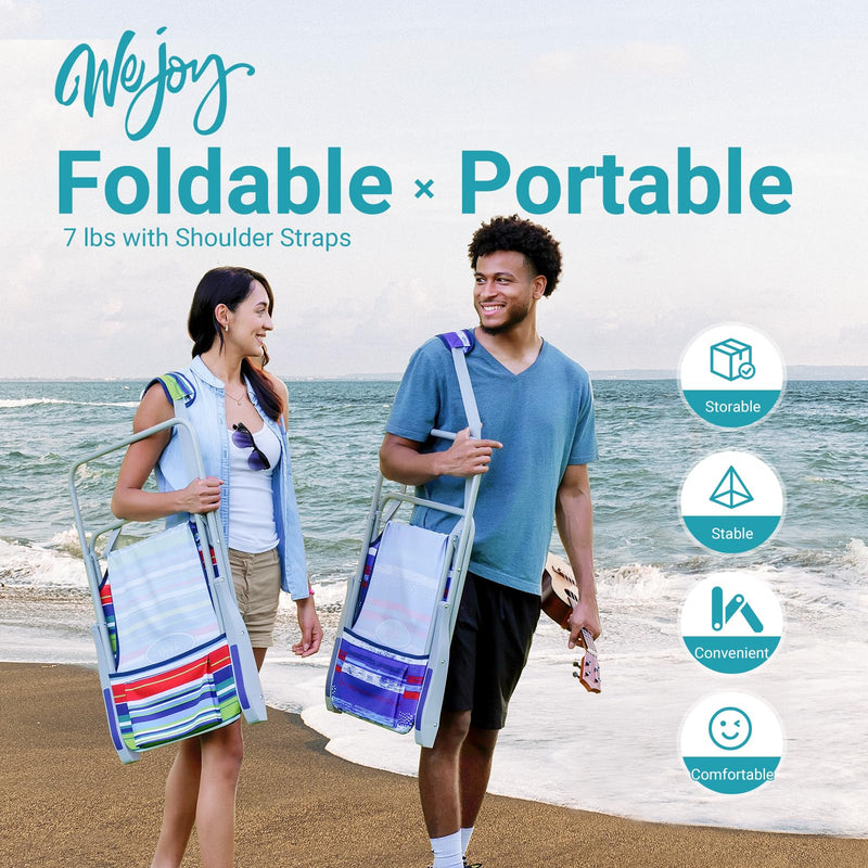Load image into Gallery viewer, WEJOY Tall Beach Chair Portable and Foldable with Shoulder Straps
