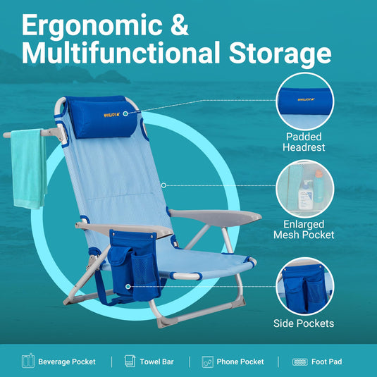 WEJOY Adjustable Beach Chair Set of 2