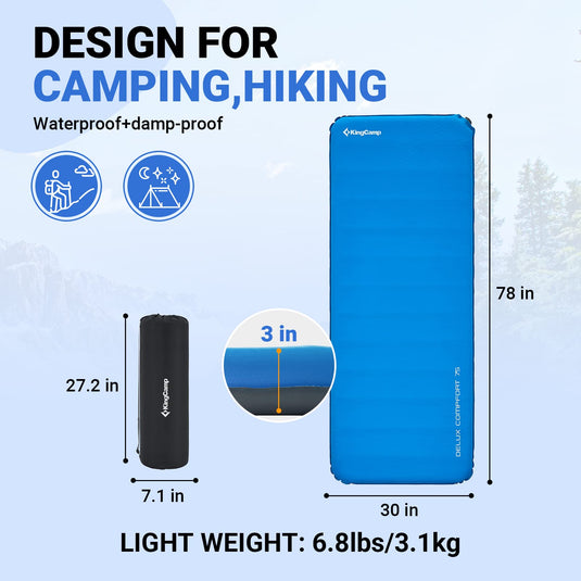 KingCamp 3-Inch Self-Inflating Foam Camping Mat