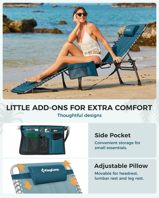 KingCamp MAGNOLIA B20 Folding Oversized Lounge Chair for Patio, Beach, Yard