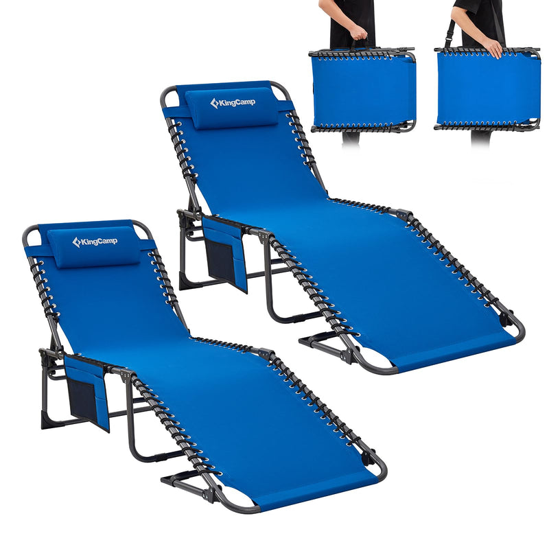 Load image into Gallery viewer, KingCamp 3-Folding Lounge Chair Set of 2 Blue
