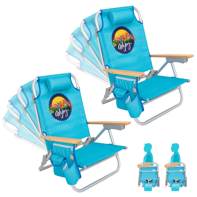 Load image into Gallery viewer, WEJOY Portable Beach Chair with 4 Positions Aluminum Camping Chair
