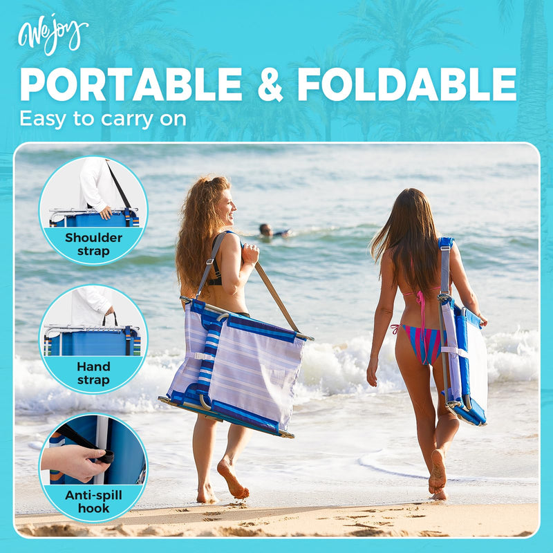 Load image into Gallery viewer, WEJOY Classic Portable Lounge Chair with Canopy Sun Shade Striped
