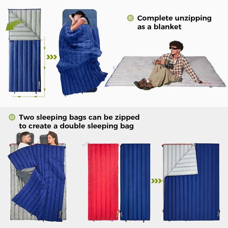 Load image into Gallery viewer, ATEPA Ultralight  Down Sleeping Bag Filling 300g White Duck Down Easy to Pack
