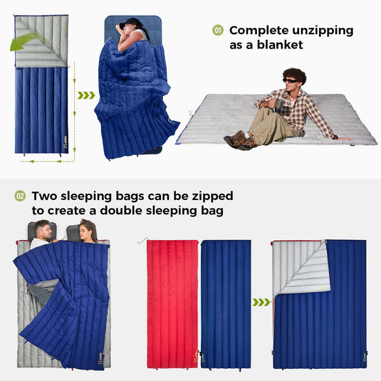 ATEPA Ultralight  Down Sleeping Bag Filling 300g White Duck Down Easy to Pack