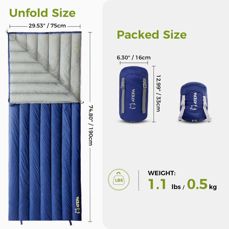 Load image into Gallery viewer, ATEPA Ultralight  Down Sleeping Bag Filling 300g White Duck Down Easy to Pack
