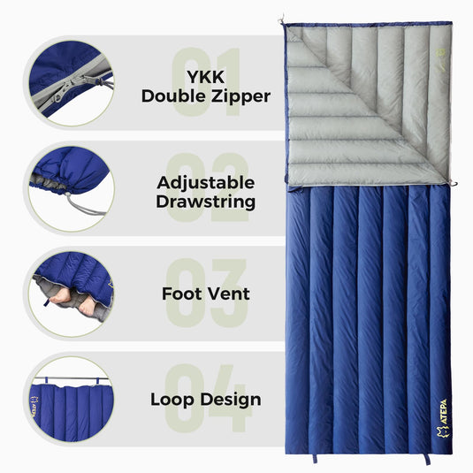 ATEPA Ultralight  Down Sleeping Bag Filling 300g White Duck Down Easy to Pack