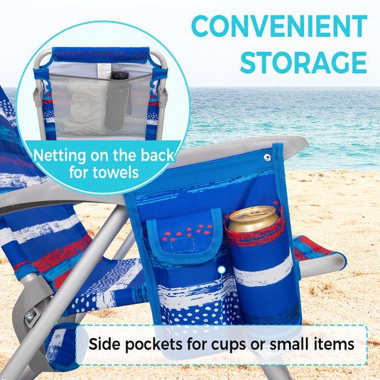 WEJOY Adjustable Beach Chair Set of 2 Blue and Red