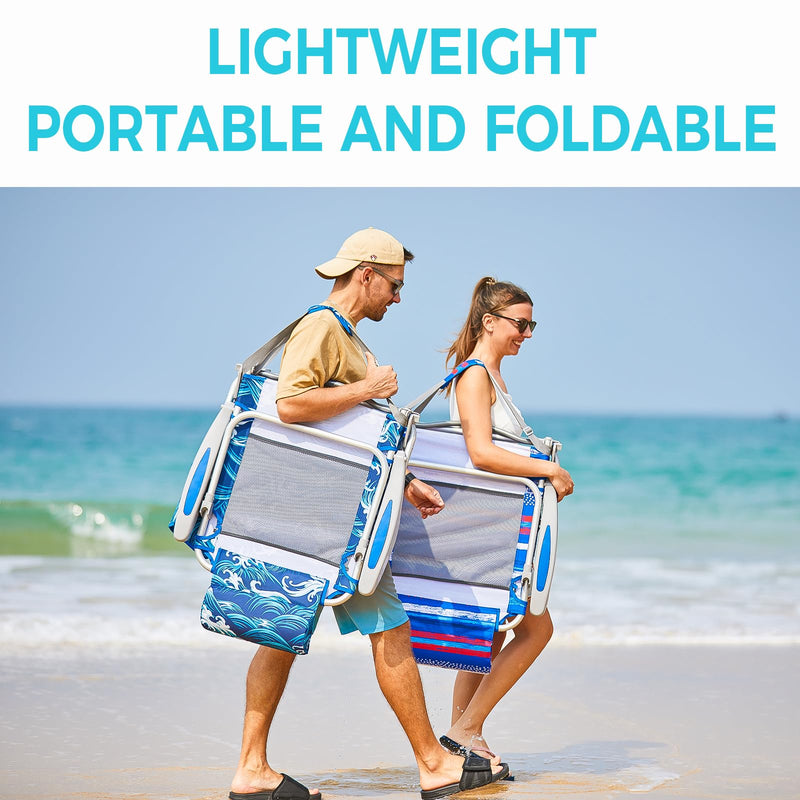 Load image into Gallery viewer, WEJOY Adjustable Beach Chair Set of 2 Blue and Red
