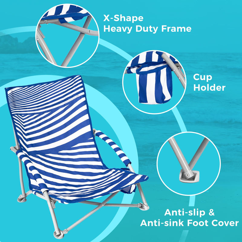 Load image into Gallery viewer, WEJOY Quick-up Beach Chair Striped with X shape Heavy Duty Frame
