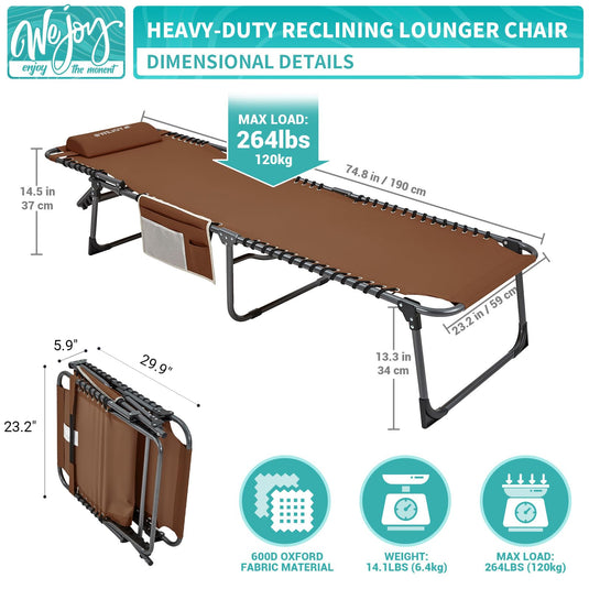WEJOY 3-Folding Steel Cot Brown