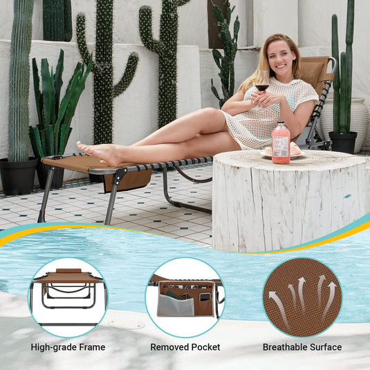 WEJOY 3-Folding Steel Cot Brown