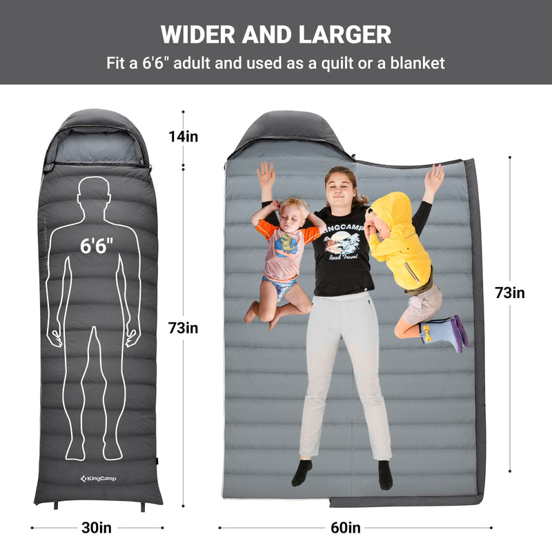 Load image into Gallery viewer, KingCamp Lightweight Down Sleeping Bag-Envelope With Mummy Hood Wide and Large
