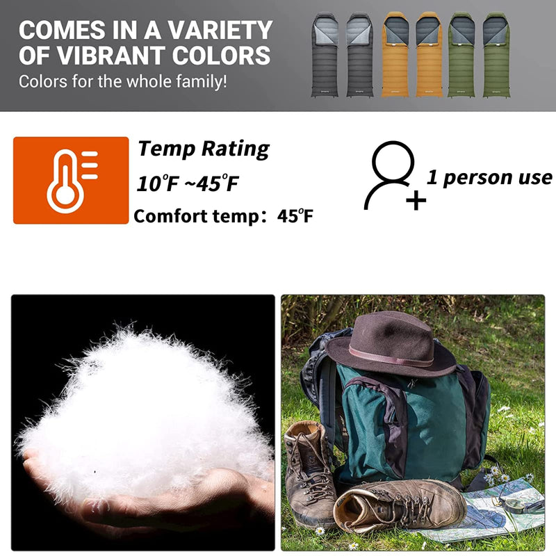 Load image into Gallery viewer, KingCamp Lightweight Down Sleeping Bag-Envelope With Mummy Hood Wide and Large
