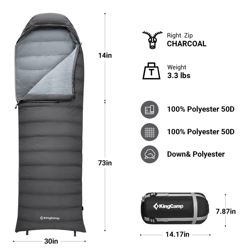 Load image into Gallery viewer, KingCamp Lightweight Down Sleeping Bag-Envelope With Hood Down and Polyester
