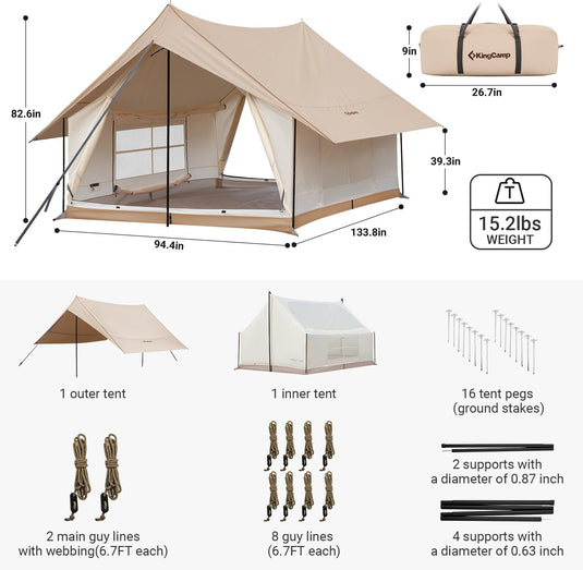 KingCamp Mountain In C2 Canvas Cabin Tent