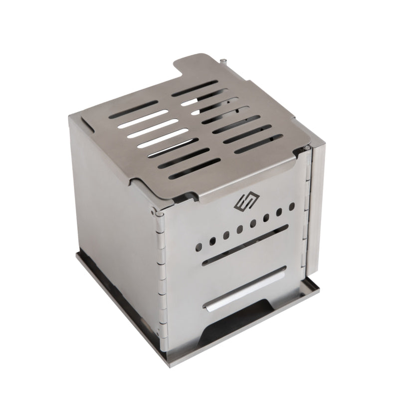 Load image into Gallery viewer, Cook'n'Escape Ultralight Wood Stove – Portable Titanium Grill &amp; Secondary Burn Camp Stove
