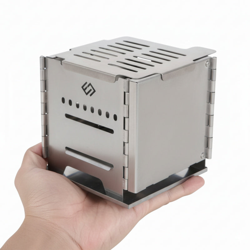 Load image into Gallery viewer, Cook'n'Escape Ultralight Wood Stove – Portable Titanium Grill &amp; Secondary Burn Camp Stove
