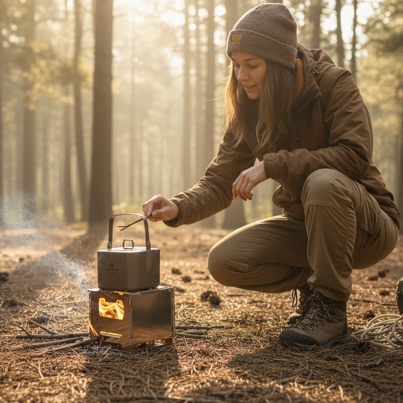 Load image into Gallery viewer, Cook'n'Escape Ultralight Wood Stove – Portable Titanium Grill &amp; Secondary Burn Camp Stove
