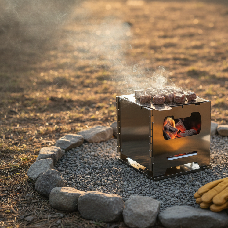 Load image into Gallery viewer, Cook'n'Escape Ultralight Wood Stove – Portable Titanium Grill &amp; Secondary Burn Camp Stove
