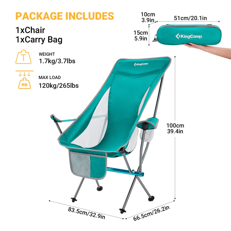 Load image into Gallery viewer, KingCamp CAMELLIA Ultralight High Back Camping Chair Ergonomic
