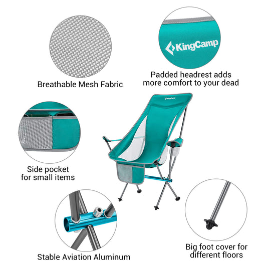 KingCamp CAMELLIA Ultralight High Back Camping Chair Ergonomic