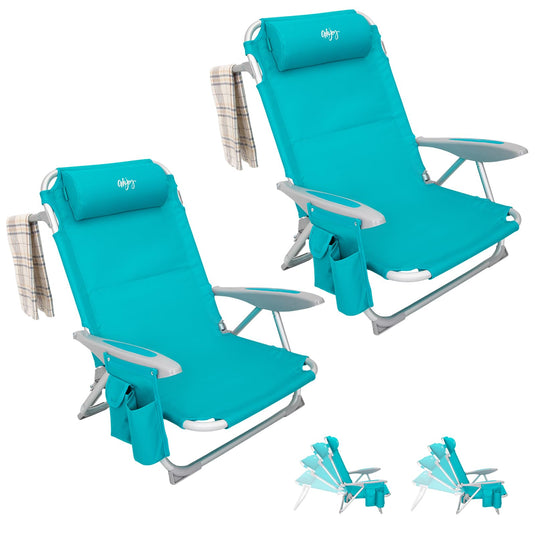 WEJOY Adjustable Beach Chair Set of 2 Cyan