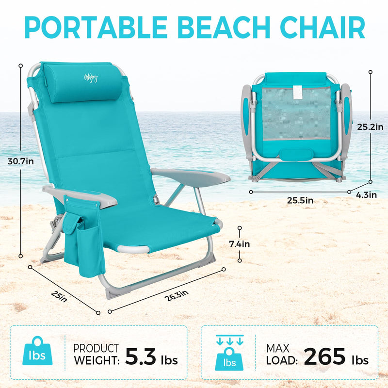 Load image into Gallery viewer, WEJOY Adjustable Beach Chair Set of 2 Cyan
