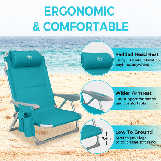 WEJOY Adjustable Beach Chair Set of 2 Cyan
