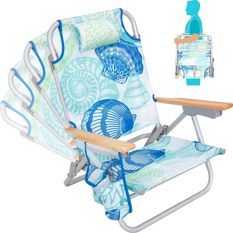Load image into Gallery viewer, WEJOY Portable Beach Chair with 4-Reclinigs Backrest
