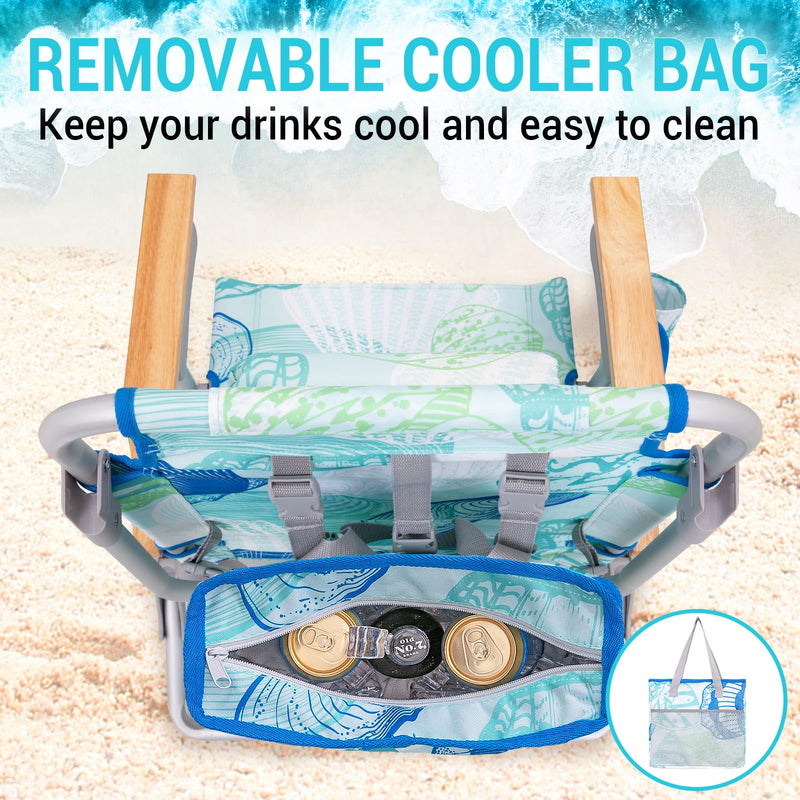 Load image into Gallery viewer, WEJOY Portable Beach Chair with Wooden Armrest
