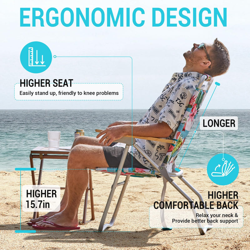 Load image into Gallery viewer, WEJOY Premium High Back Beach Chair Aluminum Camping Chair Ergonomic Design
