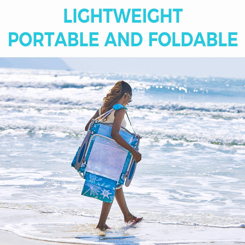 Load image into Gallery viewer, WEJOY Adjustable 4 Positions Beach Chair Set of 2 Cyan White Lightweight and Foldable

