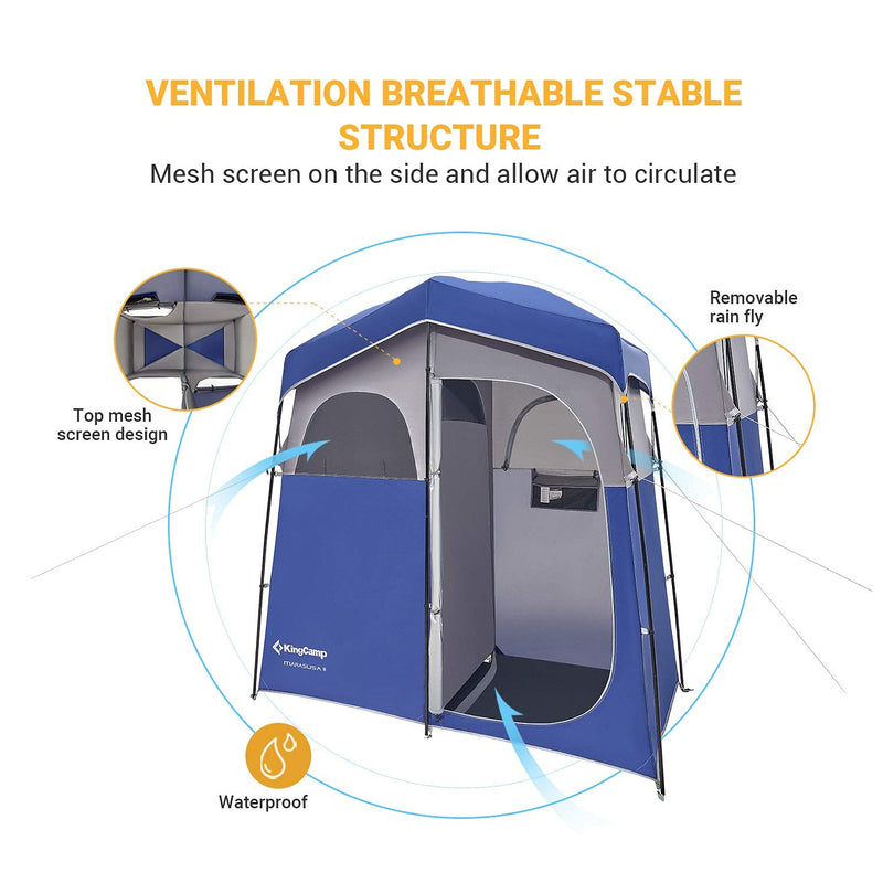 Load image into Gallery viewer, KingCamp MARASUSA Oversize Camping Shower Tent 2 Room Outdoor Toilet Tent
