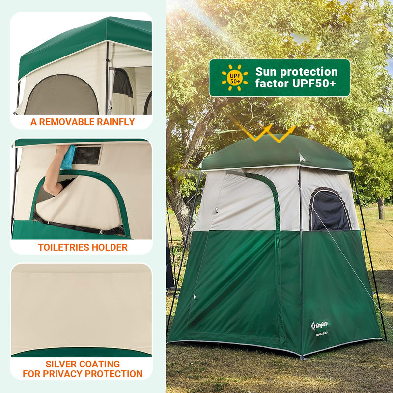 Load image into Gallery viewer, KingCamp MARASUSA Oversize Camping Shower Tent 2 Room Outdoor Toilet Tent
