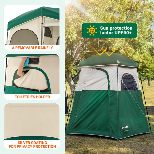 KingCamp MARASUSA Oversize Camping Shower Tent 2 Room Outdoor Toilet Tent