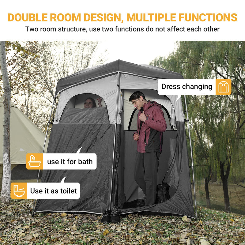 Load image into Gallery viewer, KingCamp MARASUSA Oversize Camping Shower Tent 2 Room Outdoor Toilet Tent
