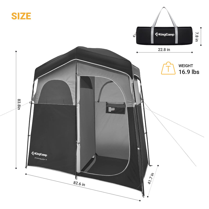Load image into Gallery viewer, KingCamp MARASUSA Oversize Camping Shower Tent 2 Room Outdoor Toilet Tent
