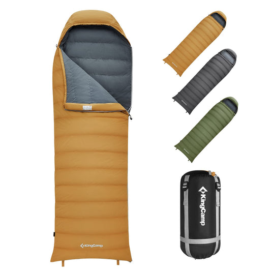 KingCamp Lightweight Down Sleeping Bag-Envelope With Mummy Hood Wide and Large