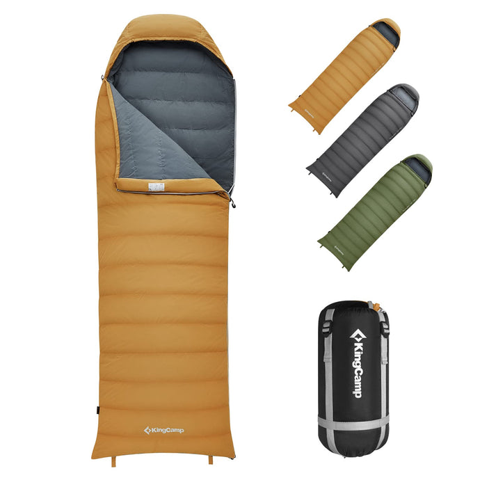 KingCamp Lightweight Down Sleeping Bag-Envelope With Mummy Hood Wide and Large